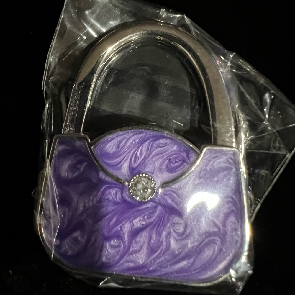 Elegant Purple Handbag hanger with Silver Accents